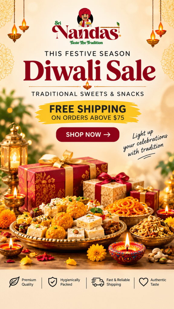 Sri Nandas Diwali Sale - traditional sweets and snacks, free shipping on orders above $75. Shop now